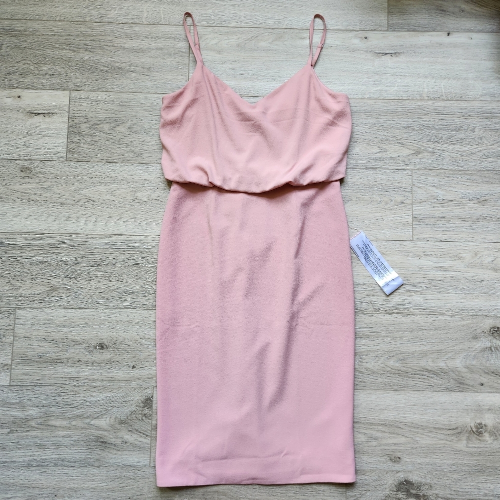 Dress the Population Blush Pink Alondra Dress Womens Xl Stretch Crepe Elegant